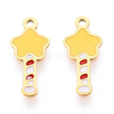 304 Stainless Steel Enamel Charms STAS-T065-55G-02-1