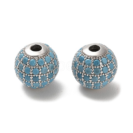 Rhodium Plated 925 Sterling Silver Micro Pave Cubic Zirconia Beads STER-H110-24C-07P-1