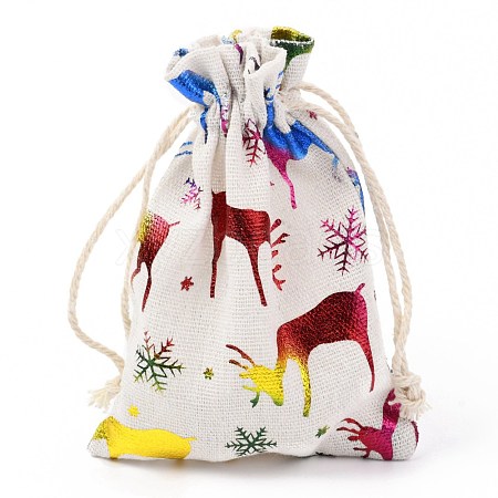 Christmas Theme Cotton Fabric Cloth Bag X-ABAG-H104-B07-1