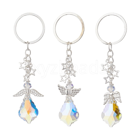 3Pcs 3 Styles Glass Angel Pendant Keychains KEYC-JKC00921-1