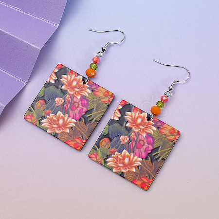Acrylic & Glass Dangle Earrings FS-WG5F1EE-01-1