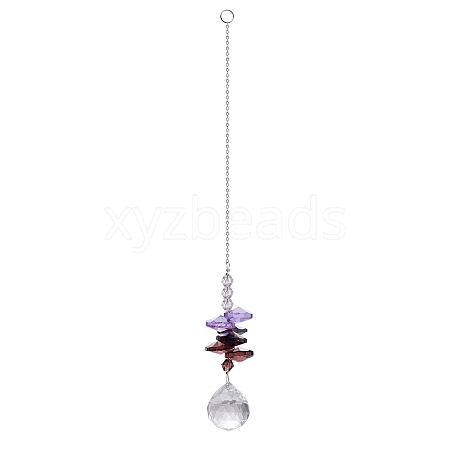 Glass Octagonal Beads Hanging Ornaments PW-WGDE37A-01-1