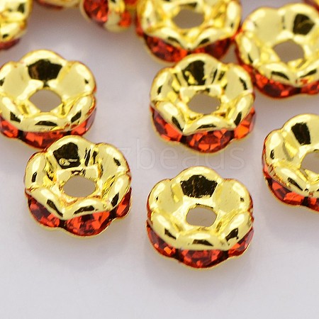 Brass Rhinestone Spacer Beads RB-A014-L8mm-20G-1