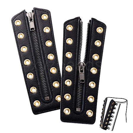 Cowhide Leather Lace-in Boot Zipper Inserts DIY-WH0499-06A-05-1