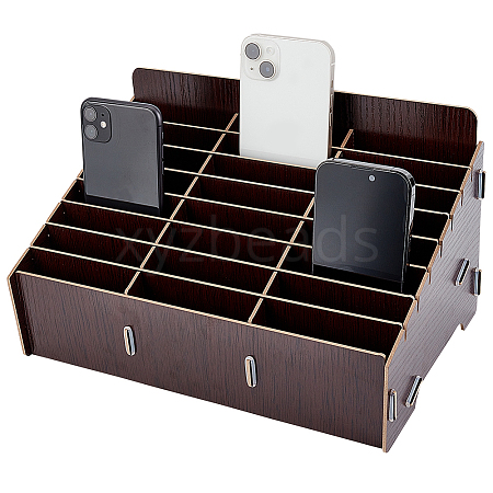 24-Grid Wooden Cell Phone Storage Box CON-WH0094-05C-1