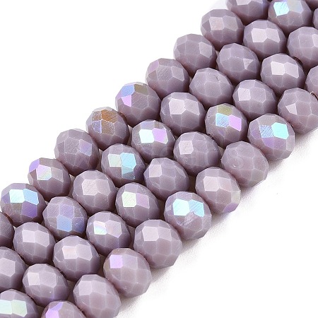 Electroplate Opaque Solid Color Glass Beads Strands EGLA-A044-P6mm-L13-1