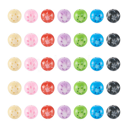 70Pcs 7 Colors Flower Opaque Resin Beads RESI-TA0001-55-1