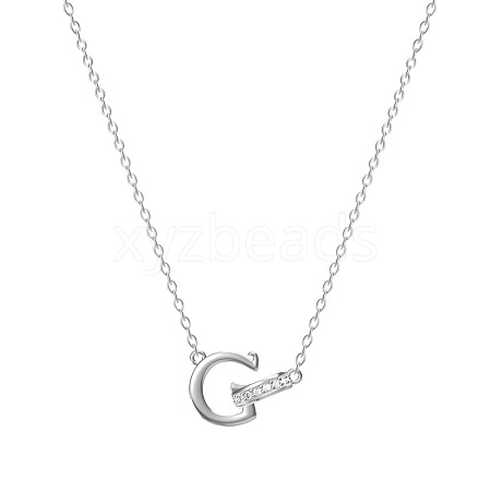 304 Stainless Steel Crystal Rhinestone Initial Pendant Necklaces FS-WGCEFCC-07-1