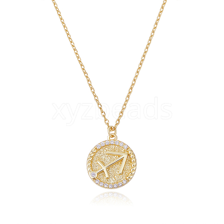 925 Sterling Silver 12 Constellation Necklace Gold Horoscope Zodiac Sign Necklace Round Astrology Pendant Necklace with Zircons Birthday Jewelry Gift for Women Men JN1089K-1