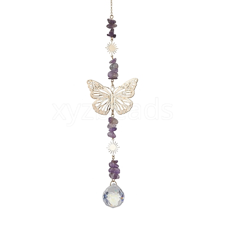 Butterfly Brass Pendant Decorations HJEW-TA00131-02-1