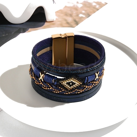 Imitation Leather Multi-strand Bracelets PW-WGFD5E9-02-1