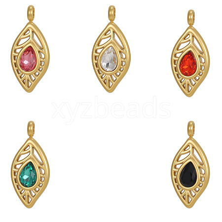 304 Stainless Steel Pave Cubic Zirconia Pendants CU-OY001-37G-1