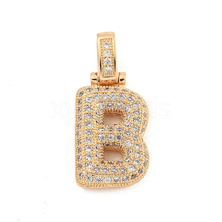 Brass Micro Pave Clear Cubic Zirconia Pendants KK-B099-01G-B-1