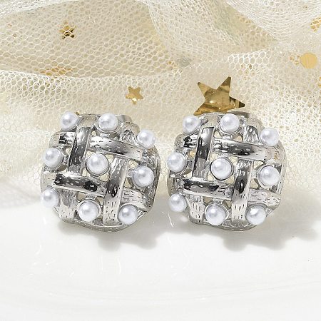 304 Stainless Steel knit Stud Earrings EJEW-B108-08P-1