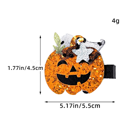 Halloween Theme Glitter Cloth Alligator Hair Clips PW-WG1EB27-04-1