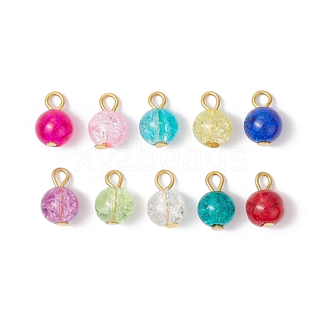 10Pcs Spray Painted Crackle Glass Charms PALLOY-JF03253-02-1