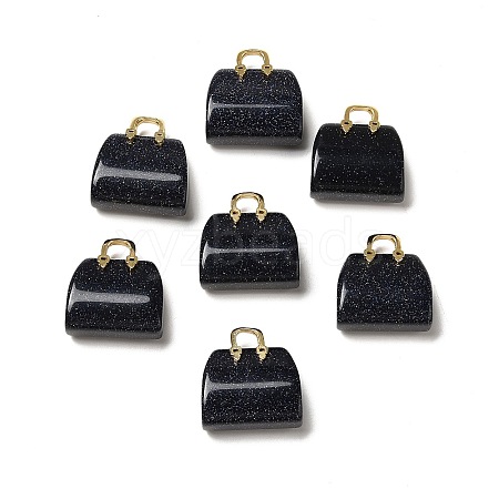 Synthetic Blue Goldstone Brass Pendants KK-E274-01G-12-1