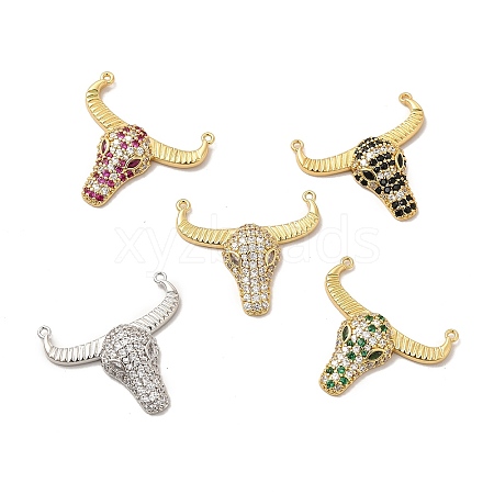 Rack Plating Brass Micro Pave Cubic Zirconia Connector Charms KK-P230-04-1