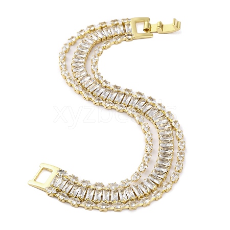 Brass Micro Pave Cubic Zirconia Bracelets for Women BJEW-R100-04G-02-1