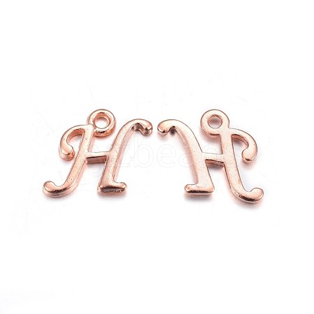 Rose Gold Plated Alloy Letter Pendants X-PALLOY-J718-01RG-H-1