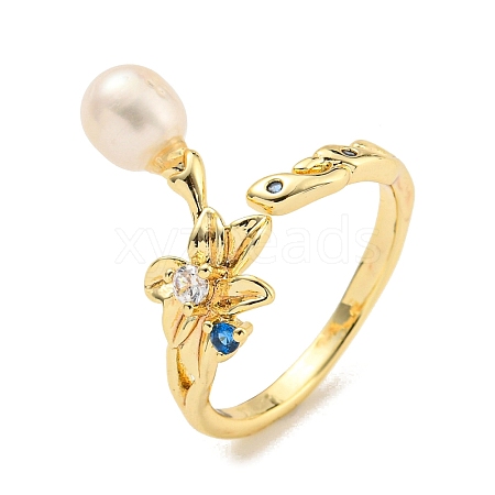 Natural Pearl Finger Ring RJEW-K265-06G-1