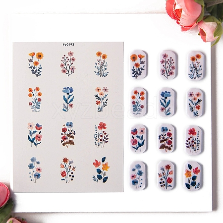 Flower Pattern Polymer Clay Earrings Water Transfer Paper PW-WG76974-05-1