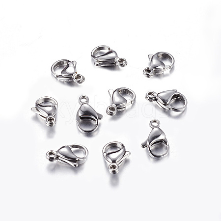 Tarnish Resistant 304 Stainless Steel Lobster Claw Clasps STAS-R050-13x8mm-1