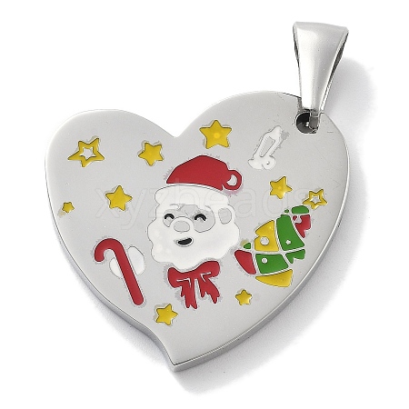 Christmas 304 Stainless Steel Enamel Pendants STAS-Z098-34P-1