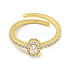 Oval Rack Plating Brass Micro Pave Cubic Zirconia Solitaire Ring RJEW-F162-03G-3