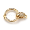 Brass Micro Pave Clear Cubic Zirconia Fold Over Clasps KK-H480-28G-1