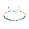 Round Natural Blue Agate Beaded Braided Bead Bracelets NJ4707-1-1