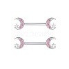 304 Stainless Steel Pink Cubic Zirconia Nipple Rings WGE5BE3-03-1