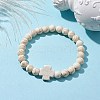 8mm Synthetic Magnesite Round Beaded Stretch Bracelets BJEW-JB10301-2