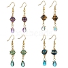 4 Pairs 4 Style Nature Mixed Gemstone Round Dangle Earrings EJEW-TA00332-1