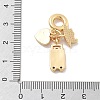 Brass Pink Enamel & Clear Cubic Zirconia Dangle Charms KK-M305-15G-02-3