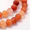 Frosted Natural Red Agate Beads Strands G-F372-8mm-3