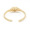 Rack Plating Brass Heart with Virgin Mary Open Cuff Bangle for Women BJEW-M227-02G-3