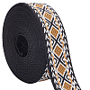 5 Yards Ethnic Style Polyester Jacquard Rhombus Ribbon OCOR-WH0090-043-1