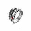 Alloy Punk Feather Open Cuff Rings for Men IO0623-6-1