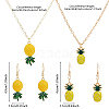 FIBLOOM 2 Sets 2 Style Alloy Pineapple Pendant Necklace & Dangle Earrings SJEW-FI0001-01-2