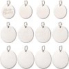  18Pcs 3 Style 201 Stainless Steel Flat Round Tag Pendants STAS-NB0001-21-1