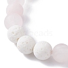 Natural Rose Quartz and Natural Dyed Lava Rock Stretch Bracelets BJEW-JB03798-05-2