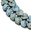 Electroplated Natural Lava Rock Beads Strands G-K388-04B-03-2