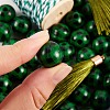 50Pcs Natural Wooden Beads with Tartan Pattern DIY-SZ0003-11B-3