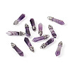 Fashewelry 12Pcs Bullet Natural Amethyst Pointed Pendants G-FW0001-11-9