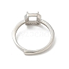 Square Brass Micro Pave Clear Cubic Zirconia Adjustable Ring Components KK-NH0001-21P-3