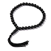 Natural Black Agate Beads Stretch Bracelets BJEW-I319-01G-1