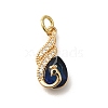 Brass Cubic Zirconia with Glass Pendants KK-M295-04G-1