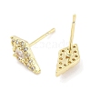 Brass Micro Pave Clear Cubic Zirconia Studs Earring EJEW-S217-G15-2