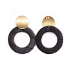 PU Leather Dangle Stud Earrings EJEW-JE03293-04-2